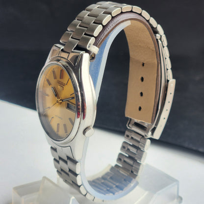 Vintage 1979 Original Seiko 5 Automatic 7009-3101 Golden Face 17 Jewels Day-Date Japanese Men's Wrist Watch EG135