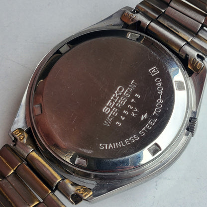 Vintage 1983 Original Seiko 5 Automatic 7009-4040 Blue Face 17 Jewels Day-Date Japanese Men's Wrist Watch EG137