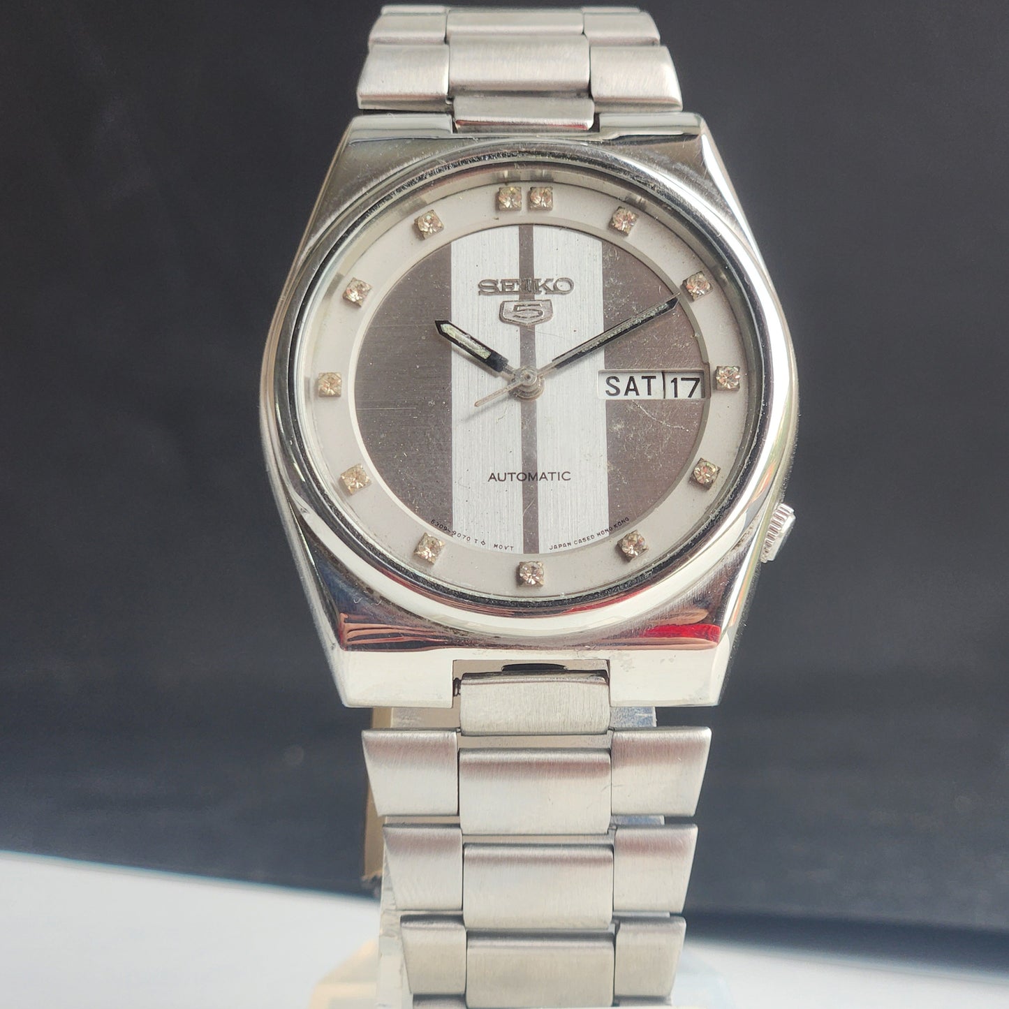Vintage 1982 Original Seiko 5 Automatic 6309-9060 Silver Face 17 Jewels Day-Date Japanese Men's Wrist Watch EG138