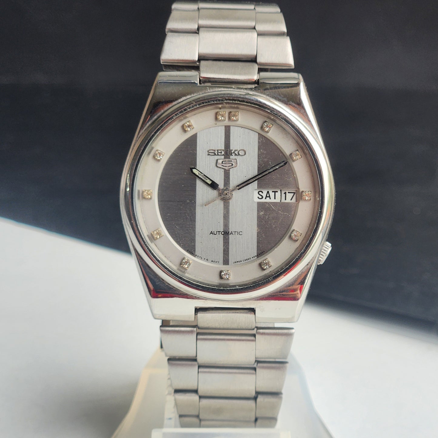 Vintage 1982 Original Seiko 5 Automatic 6309-9060 Silver Face 17 Jewels Day-Date Japanese Men's Wrist Watch EG138