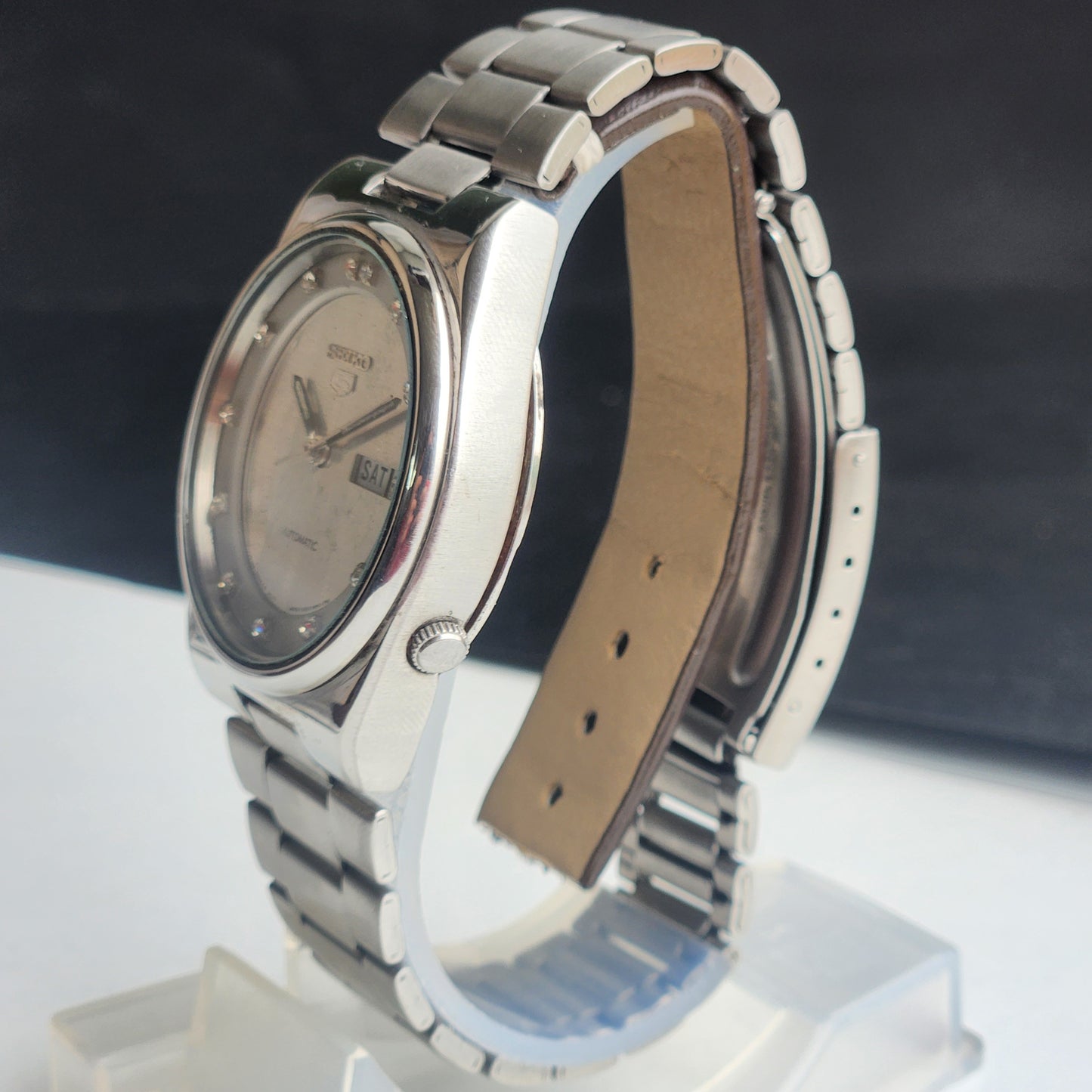 Vintage 1982 Original Seiko 5 Automatic 6309-9060 Silver Face 17 Jewels Day-Date Japanese Men's Wrist Watch EG138