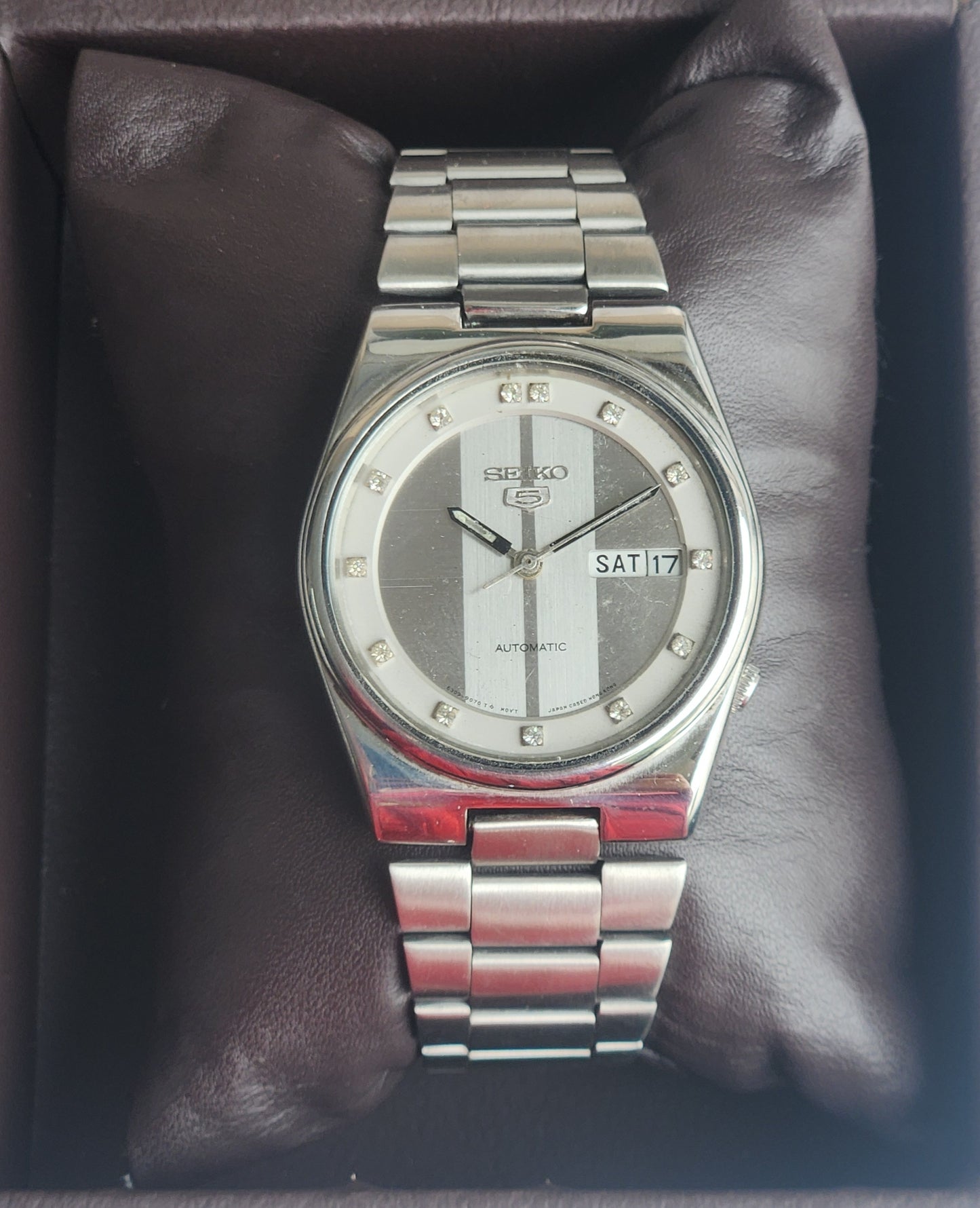 Vintage 1982 Original Seiko 5 Automatic 6309-9060 Silver Face 17 Jewels Day-Date Japanese Men's Wrist Watch EG138