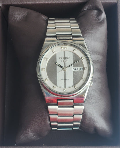 Vintage 1982 Original Seiko 5 Automatic 6309-9060 Silver Face 17 Jewels Day-Date Japanese Men's Wrist Watch EG138