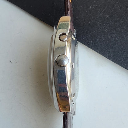 Vintage Original Ricoh R31 Blue Face Automatic 21 Jewels Brown Croco Leather Strap Men's Wrist Watch G59