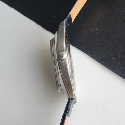 Vintage Original HMT Kohinoor Hand Winding 17 Jewels White Face Black Leather Strap Men's Wrist Watch G01