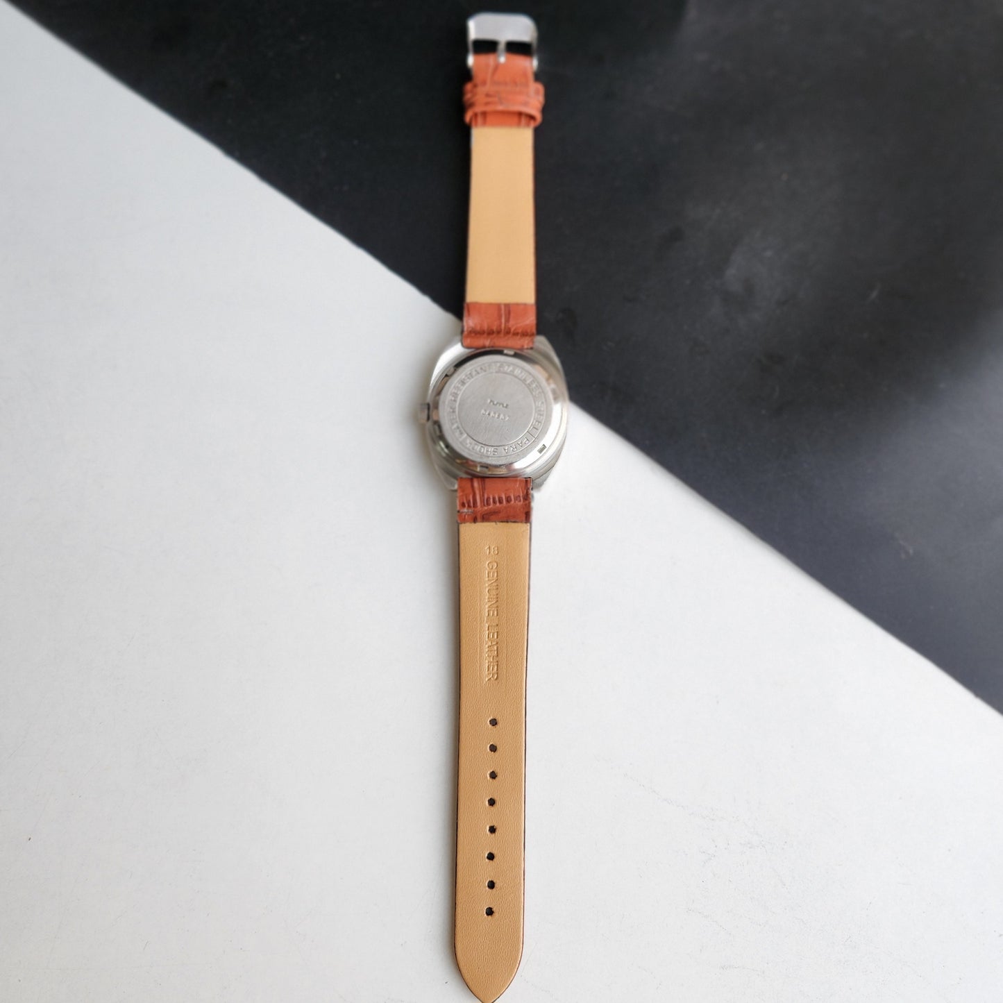 Vintage Original HMT Chethan Hand Winding 17 Jewels Golden Face Brown Leather Strap Men's Wrist Watch G08