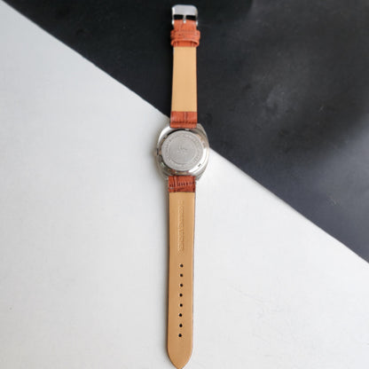Vintage Original HMT Chethan Hand Winding 17 Jewels Golden Face Brown Leather Strap Men's Wrist Watch G08