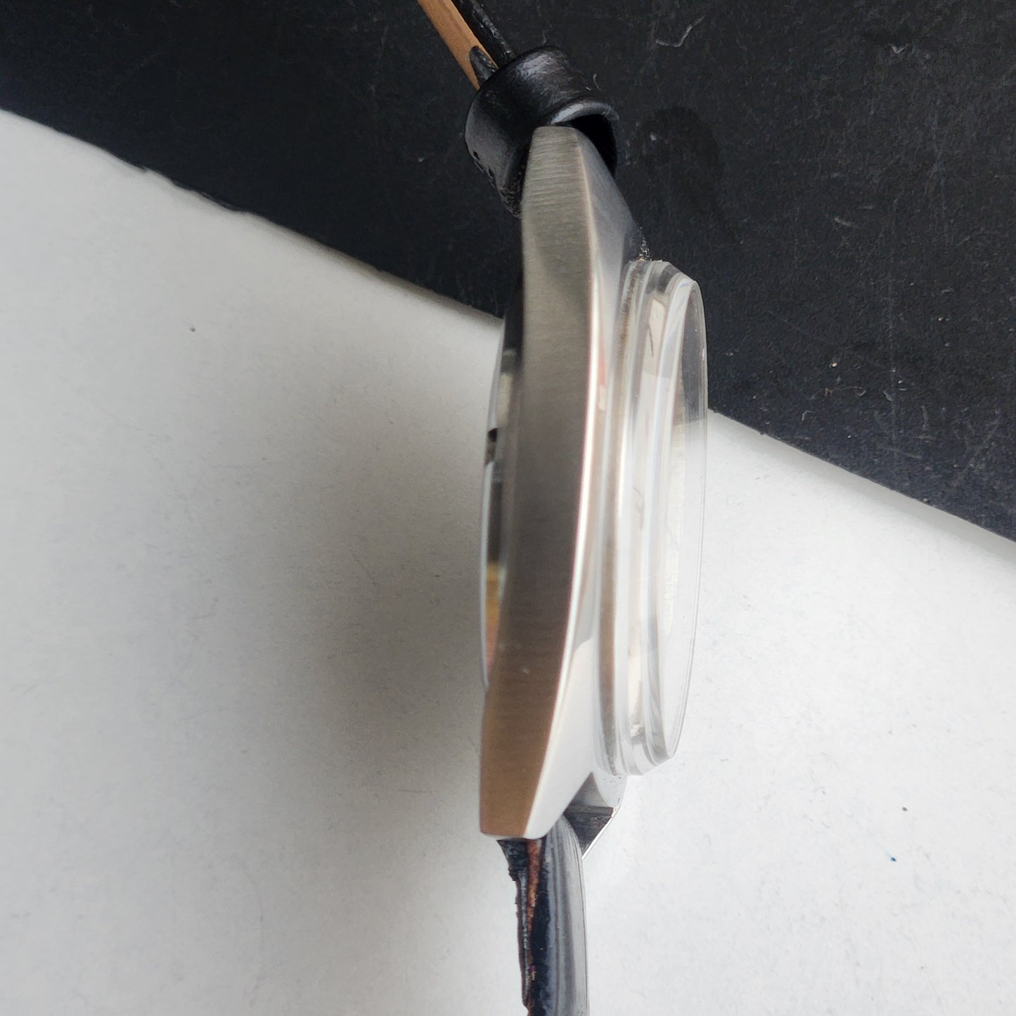 Vintage Original HMT Vijay Hand Winding 17 Jewels Silver Black Leather Strap Men's Wrist Watch G05