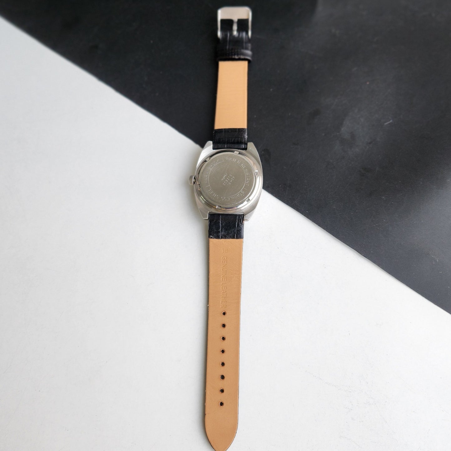 Vintage Original HMT Vijay Hand Winding 17 Jewels Silver Black Leather Strap Men's Wrist Watch G05