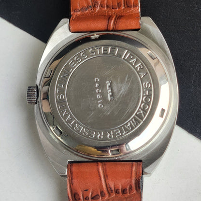 Vintage Original HMT Chethan Hand Winding 17 Jewels Golden Face Brown Leather Strap Men's Wrist Watch G07