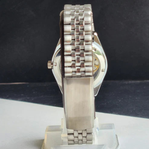 Vintage MOD HMT Kohinoor Devanagari Hand Winding 17 Jewels White Face Black Strap Men's Wrist Watch G25
