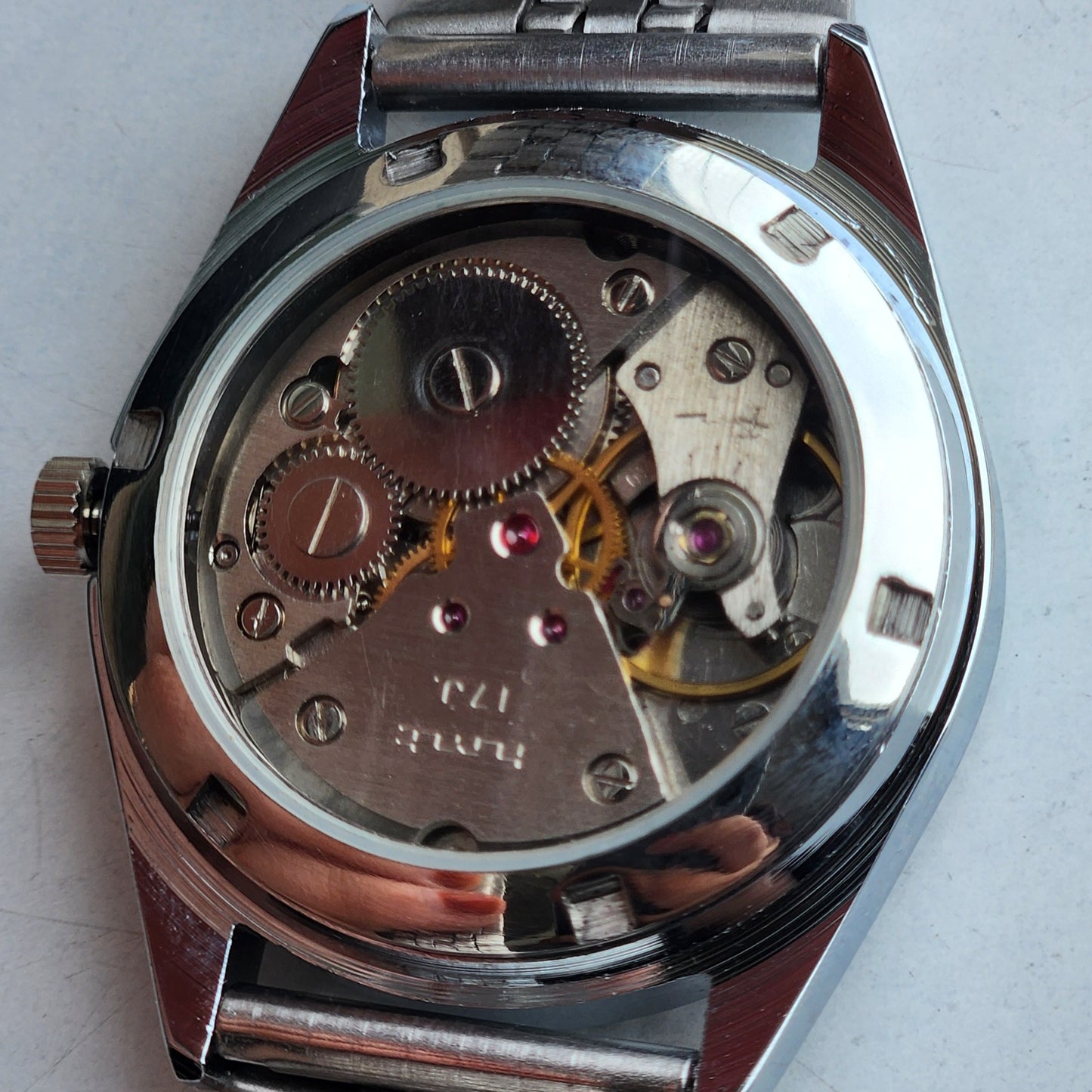 Vintage HMT Kohinoor Hand Winding 17 Jewels Golden Face Fluted Bezel Jubilee Bracelet Men's Wrist Watch G09