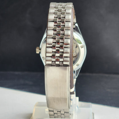 Vintage MOD HMT Kohinoor Hand Winding 17 Jewels Purple Face Fluted Bezel Jubilee Bracelet Men's Wrist Watch G10