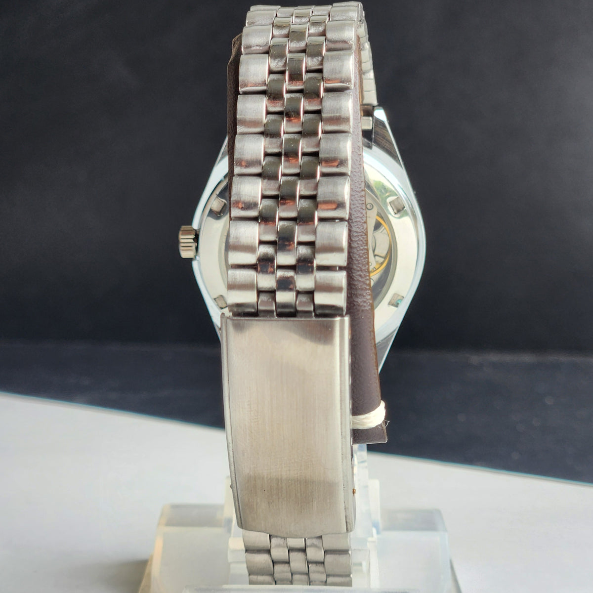 Vintage MOD HMT Kohinoor Hand Winding 17 Jewels Orange Face Fluted Bezel Jubilee Bracelet Men's Wrist Watch G12