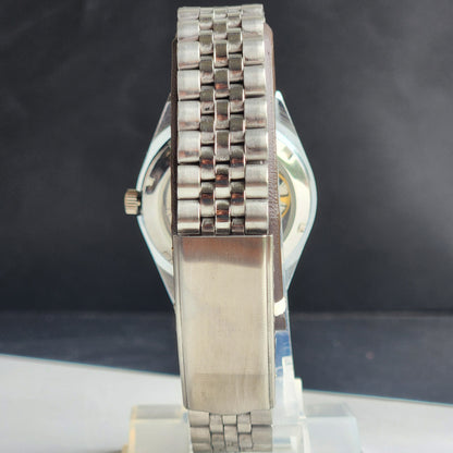 Vintage HMT Kohinoor Hand Winding 17 Jewels Brown Face Fluted Bezel Jubilee Bracelet Men's Wrist Watch G13