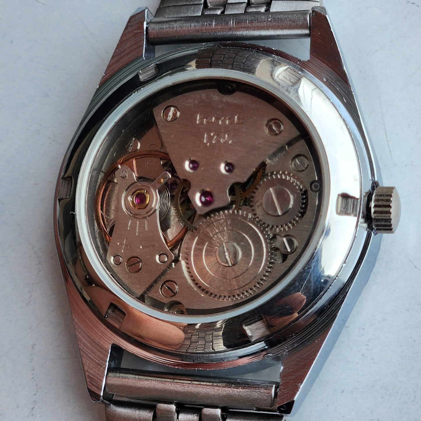 Vintage HMT Kohinoor Hand Winding 17 Jewels Red Face Fluted Bezel  Jubilee Bracelet Men's Wrist Watch G15