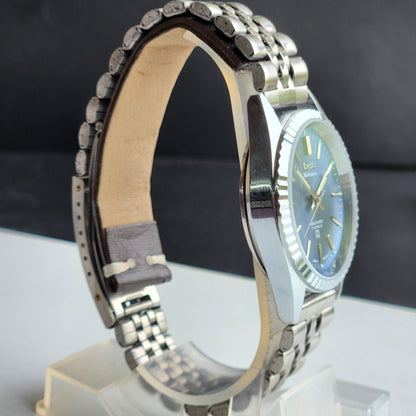 Vintage HMT Kohinoor Hand Winding 17 Jewels Grey Face Fluted Bezel Jubilee Bracelet Men's Wrist Watch G16
