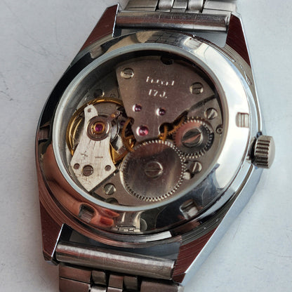 Vintage HMT Kohinoor Hand Winding 17 Jewels Grey Face Fluted Bezel Jubilee Bracelet Men's Wrist Watch G19