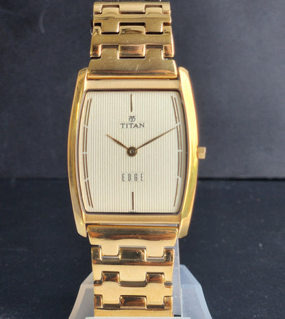 Original TITAN EDGE 1044YCE31 Barrel Golden Face 29MM Case Men's Watch G87