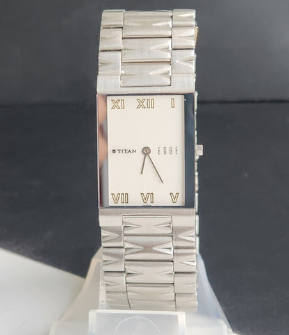 Original TITAN EDGE 1296SBB31 Rectangular White Face 23MM Case Men's Watch G88