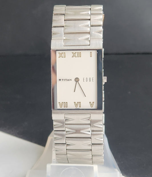 Original TITAN EDGE 1296SBB31 Rectangular White Face 23MM Case Men's Watch G88