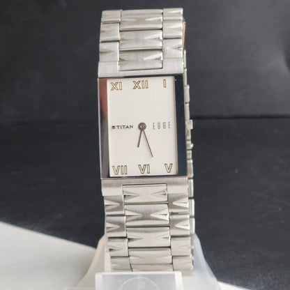 Original TITAN EDGE 1296SBB31 Rectangular White Face 23MM Case Men's Watch G88