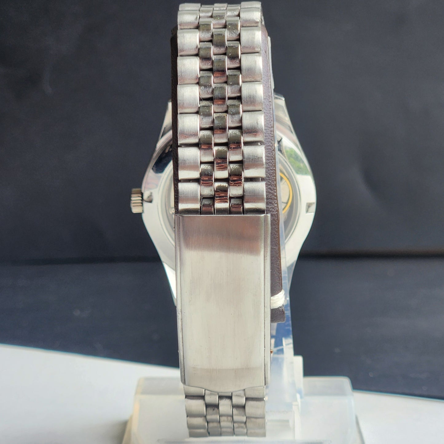 Vintage HMT Janata Devanagari Hand Winding 17 Jewels Red Face 35MM Silver Case Exhibition Back Men's Wrist Watch G48