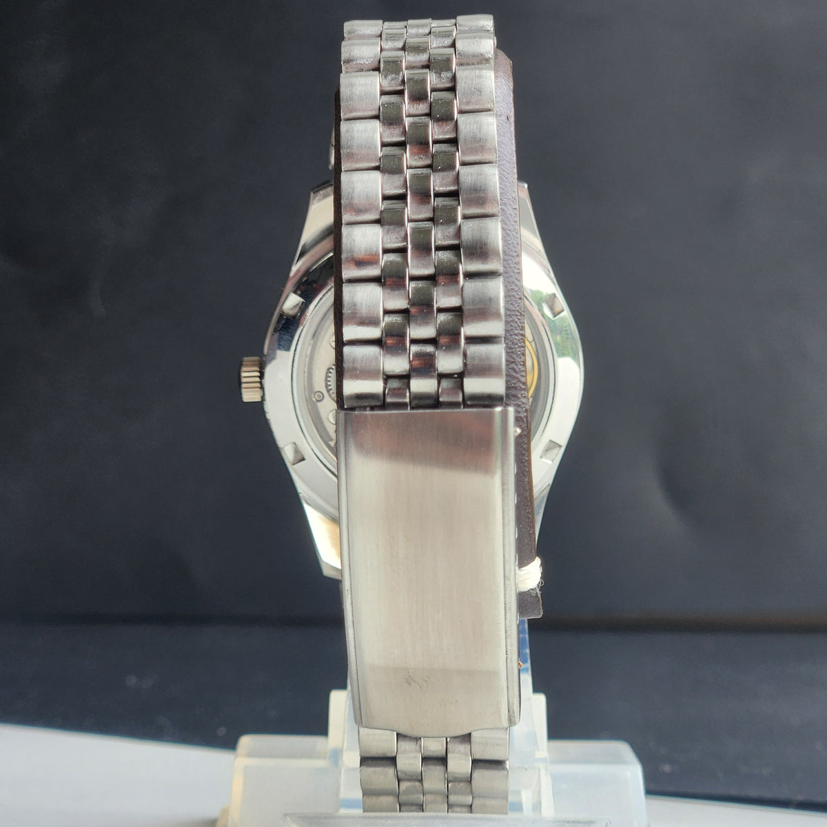 Vintage MOD HMT Janata Devanagari Hand Winding 17 Jewels White Face 35MM Silver Case Exhibition Back Men's Wrist Watch G49