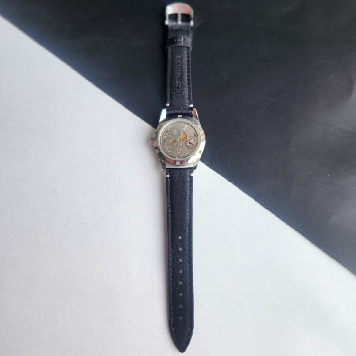 Vintage MOD HMT Janata Urdu/Arabic Hand Winding 17 Jewels Tiffany Face 35MM Silver Case Black Leather Strap Men's Wrist Watch G67
