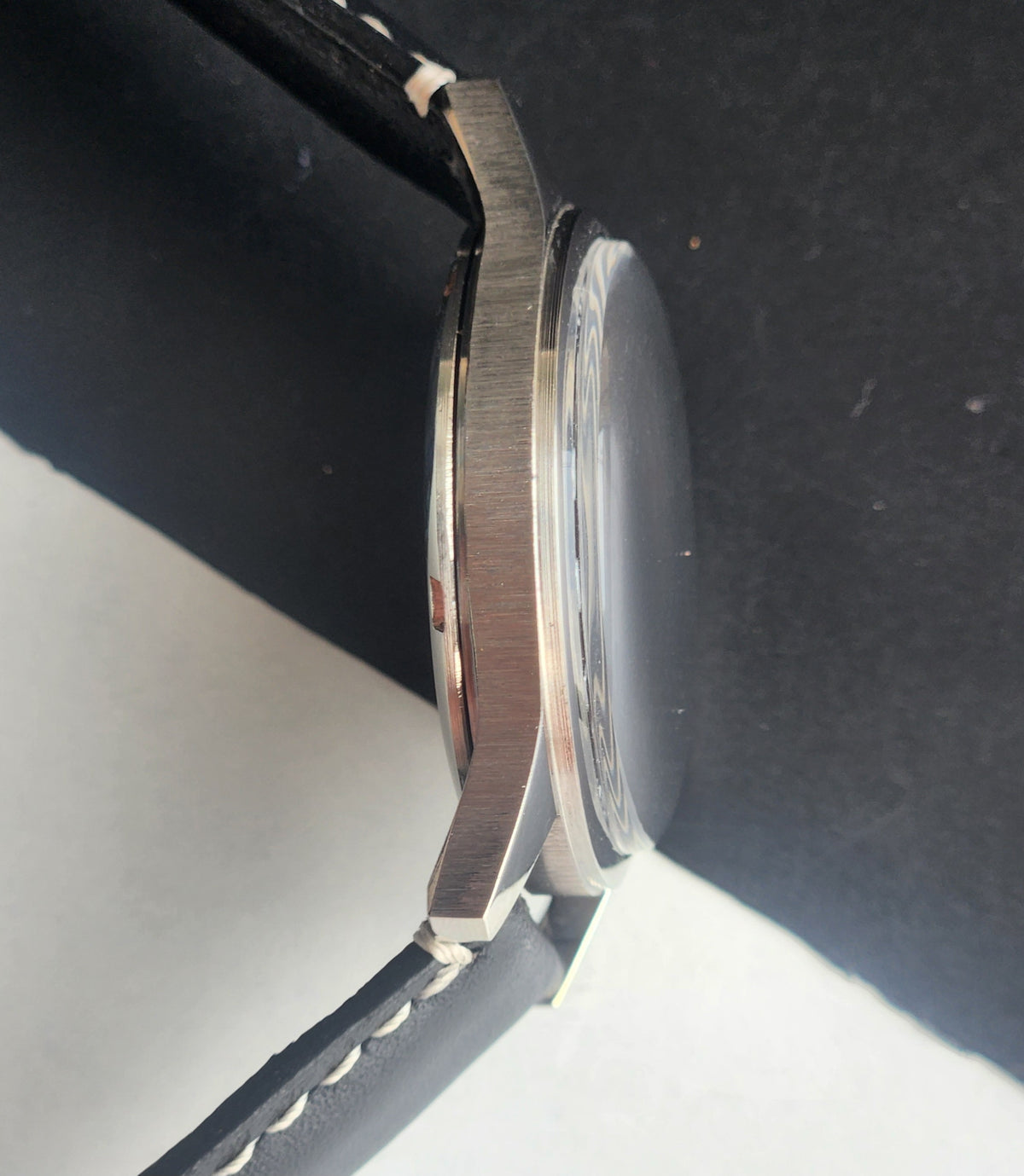 Vintage MOD HMT Janata Urdu/Arabic Hand Winding 17 Jewels Black Face 35MM Silver Case Black Leather Strap Men's Wrist Watch G73