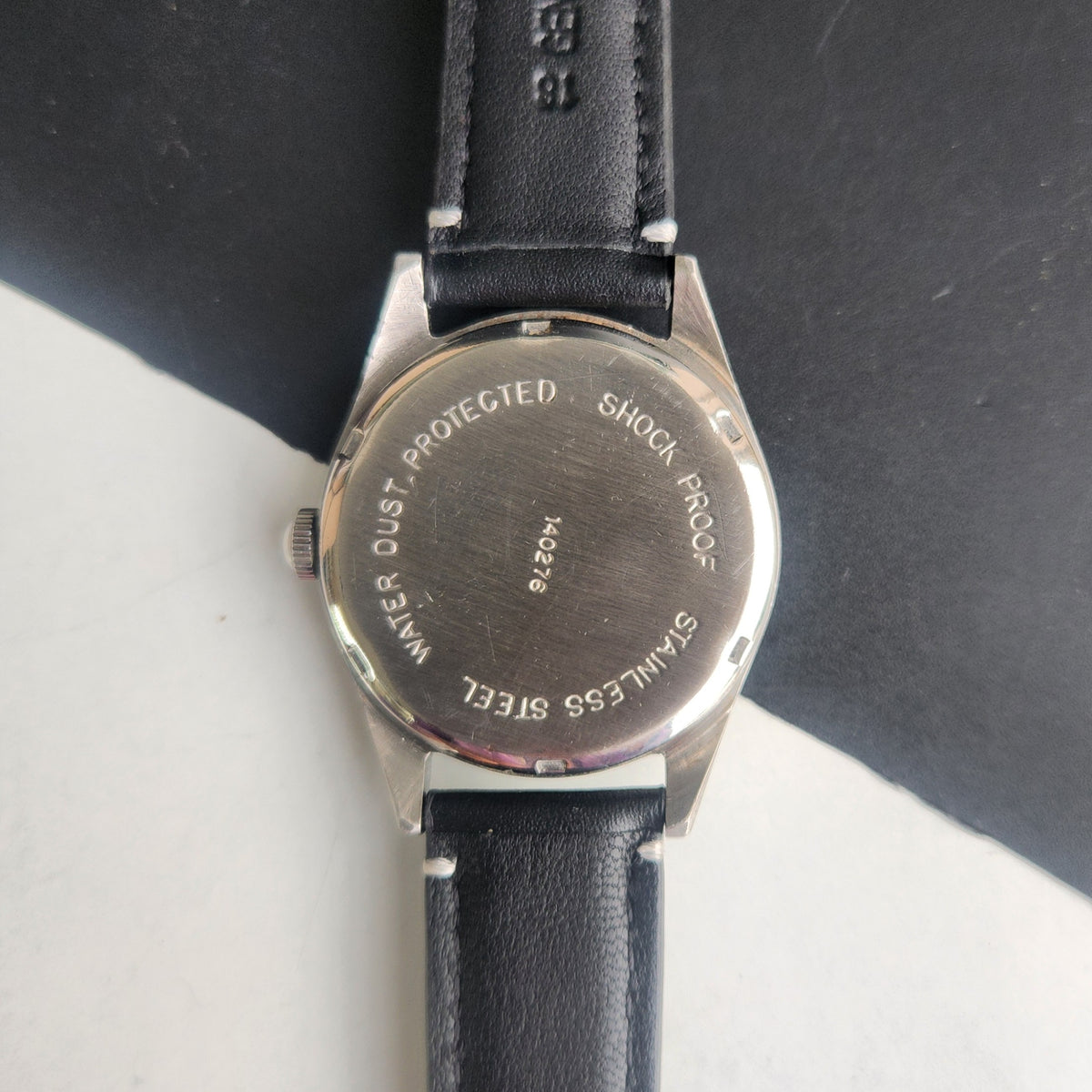 Vintage MOD HMT Janata Devanagari Hand Winding 17 Jewels White Face 35mm Silver Case Black Leather Strap Men's Wrist Watch G81