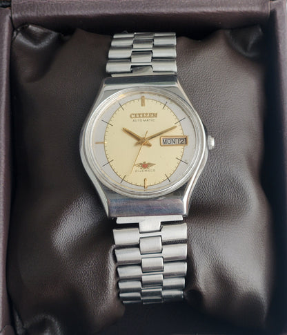 Vintage 1980 Original Citizen Automatic 8200 Golden Face 21 Jewels Day-Date Japanese Men's Wrist Watch ET06