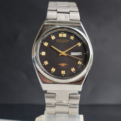 Vintage 1987 Original Citizen Automatic 8200 Black Face 21 Jewels Day-Date Japanese Men's Wrist Watch ET11