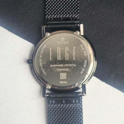 Original TITAN EDGE 679YAG31 Round Black Face 33MM Case Men's Watch G89