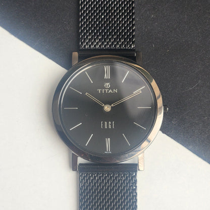 Original TITAN EDGE 679YAG31 Round Black Face 33MM Case Men's Watch G89