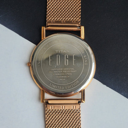 Original TITAN EDGE 159WAA34 Round Golden Face 38MM Case Men's Watch G93