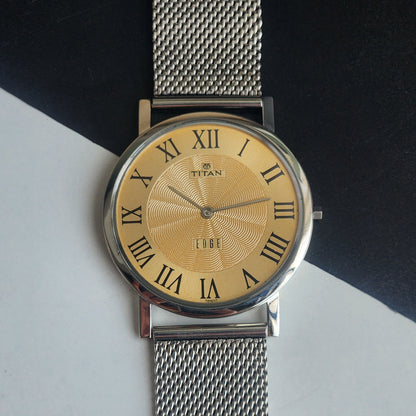 Original TITAN EDGE 159YAB Round Golden Face 38MM Case Men's Watch G95