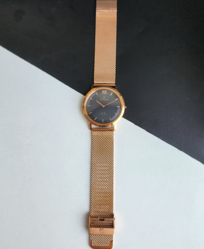 Original TITAN EDGE 1595YAB33 Round Blue Face 38MM Case Men's Watch G94