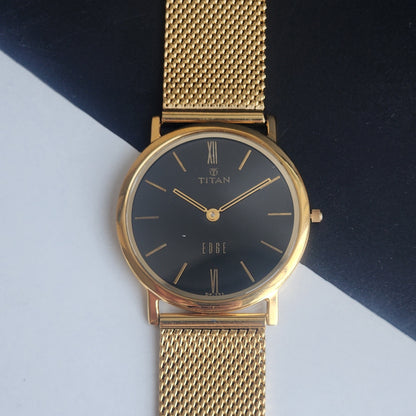 Original TITAN EDGE 2552SAA Round Black Face 33MM Case Men's Watch H07