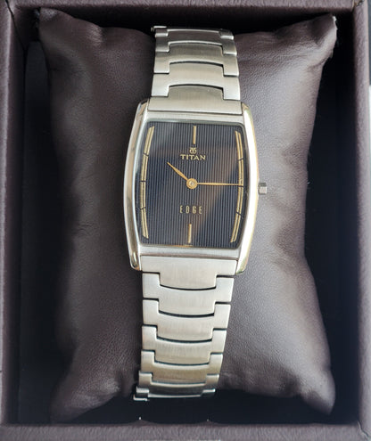Original TITAN EDGE 1044YCE31 Barrel Black Face 38MM Case Men's Watch G98