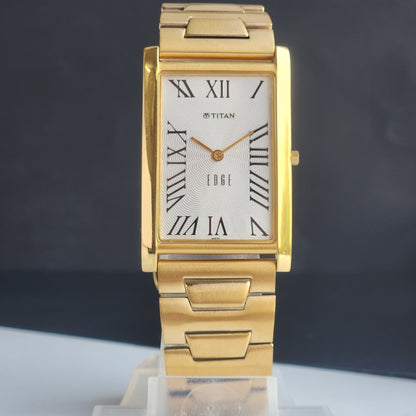 Original TITAN EDGE 1514YAA Rectangular White Face 28MM Case Men's Watch G99
