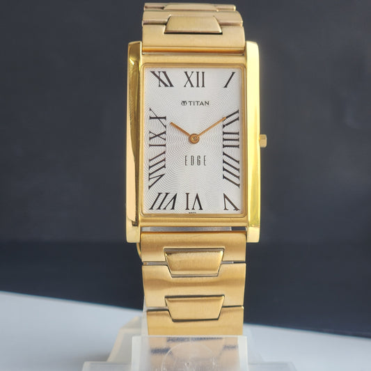Original TITAN EDGE 1514YAA Rectangular White Face 28MM Case Men's Watch G99