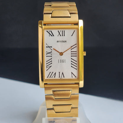 Original TITAN EDGE 1514YAA Rectangular White Face 28MM Case Men's Watch G99
