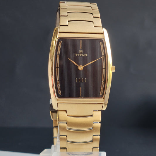Original TITAN EDGE 1044YCE31 Barrel Black Face 30MM Case Men's Watch H02