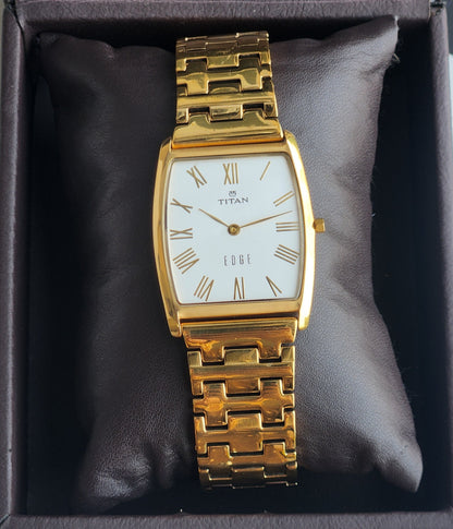 Original TITAN EDGE 1044YCE31 Barrel White Face 30MM Case Men's Watch H03