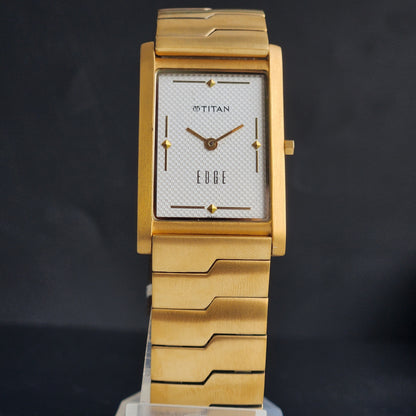 Original TITAN EDGE 1043YCA Rectangular White Face 25MM Case Men's Watch H05