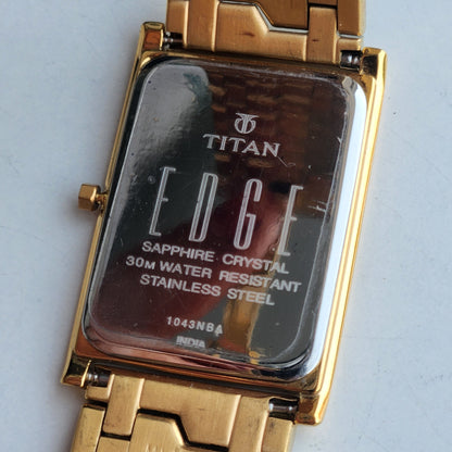 Original TITAN EDGE 1043NBA Rectangular Black Face 25MM Case Men's Watch H06