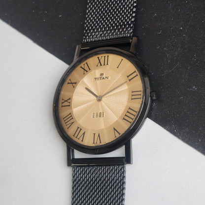 Original TITAN EDGE 1595WAA34 Round Golden Face 38MM Case Men's Watch G97