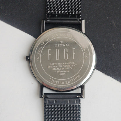Original TITAN EDGE 1595WAA34 Round Golden Face 38MM Case Men's Watch G97
