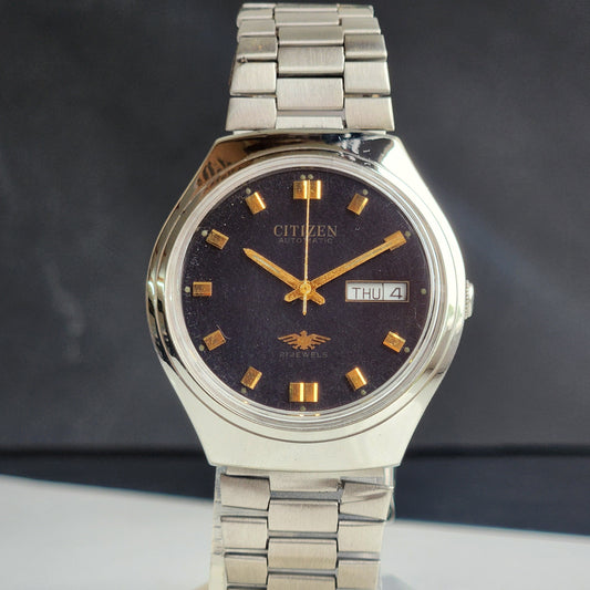 Vintage 1995 Original Citizen Automatic 8200 Black Face 21 Jewels Day-Date Japanese Men's Wrist Watch ET27